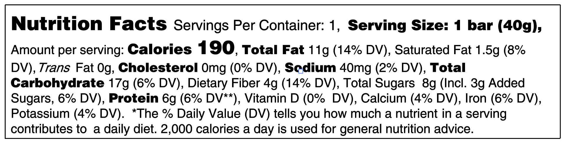 Almond Macadamia nutrition facts 1.4 oz